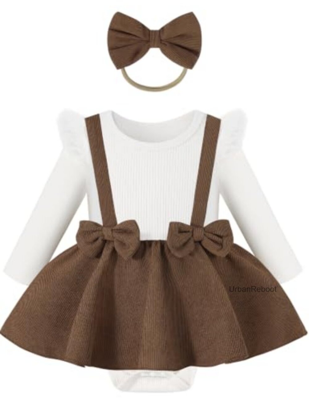 Baby Girl Long Sleeve Romper Dress with Headband